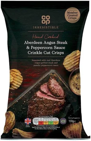 Co-op: Irresistible Aberdeen Angus Steak & Peppercorn Sauce Crinkle Cut Crisps