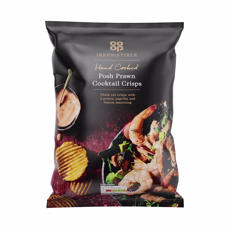 Co-op: Irresistible Hand Cooked Posh Prawn Cocktail Crisps