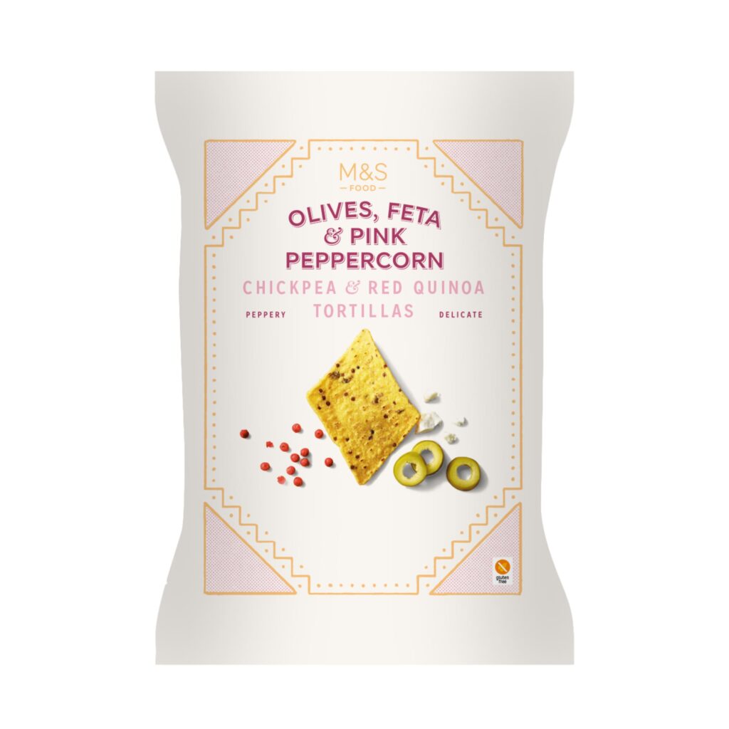 M&S: Olives, Feta and Pink Peppercorn Chickpea and Red Quinoa Tortillas