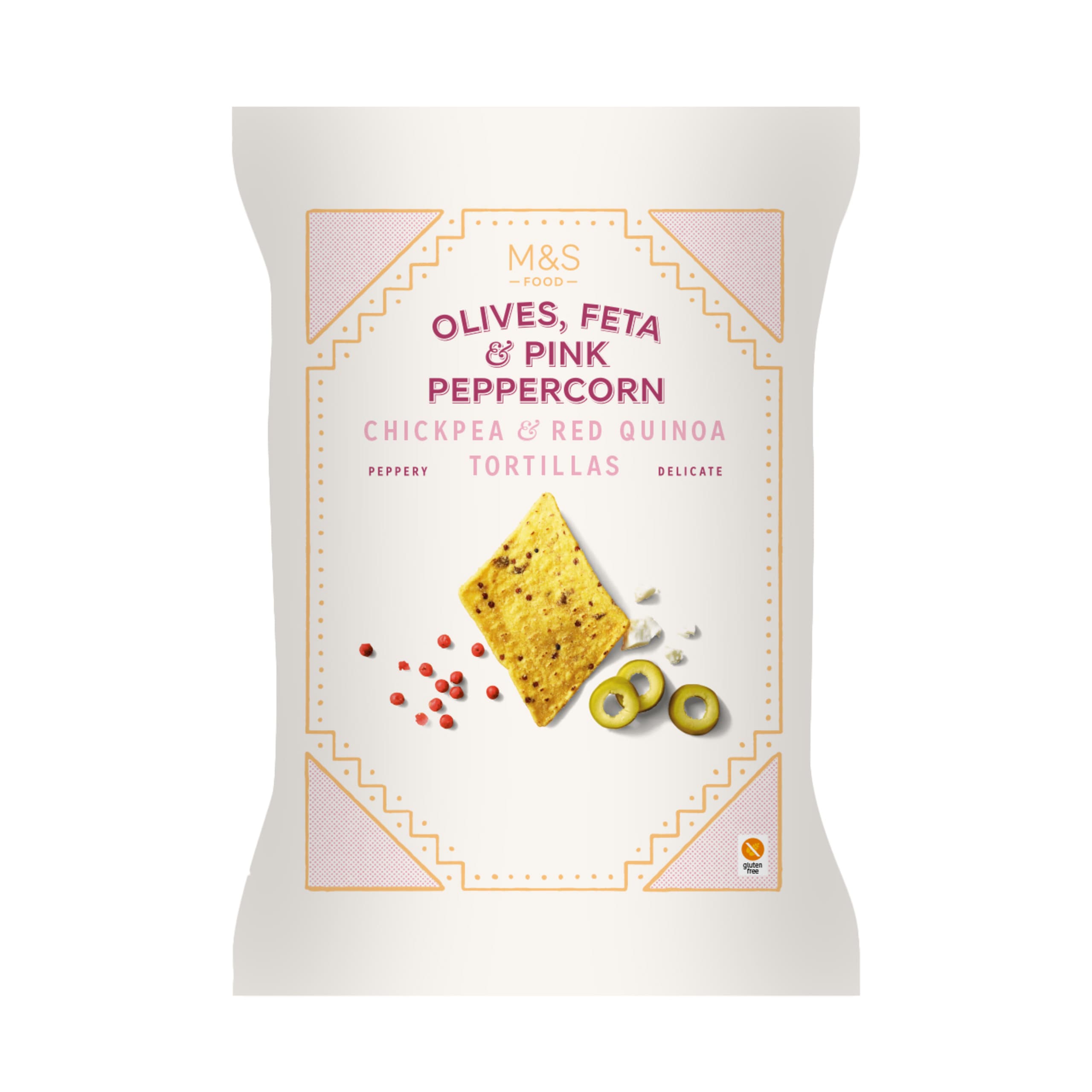 M&S: Olives, Feta and Pink Peppercorn Chickpea and Red Quinoa Tortillas