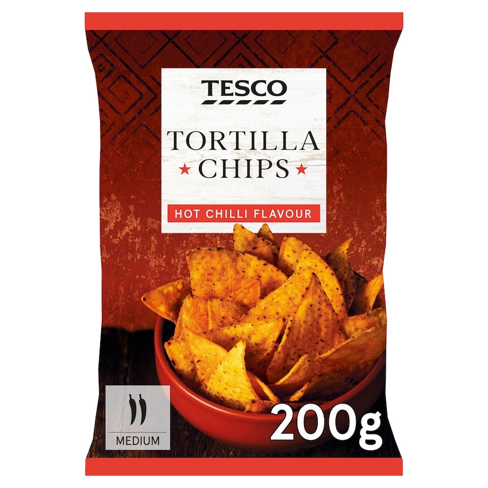 Tesco: Tortilla Chips Hot Chill Flavour