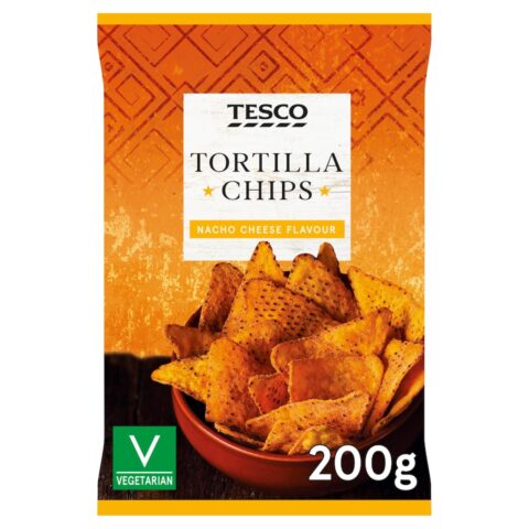Tesco: Tortilla Chips - Nacho Cheese Flavour
